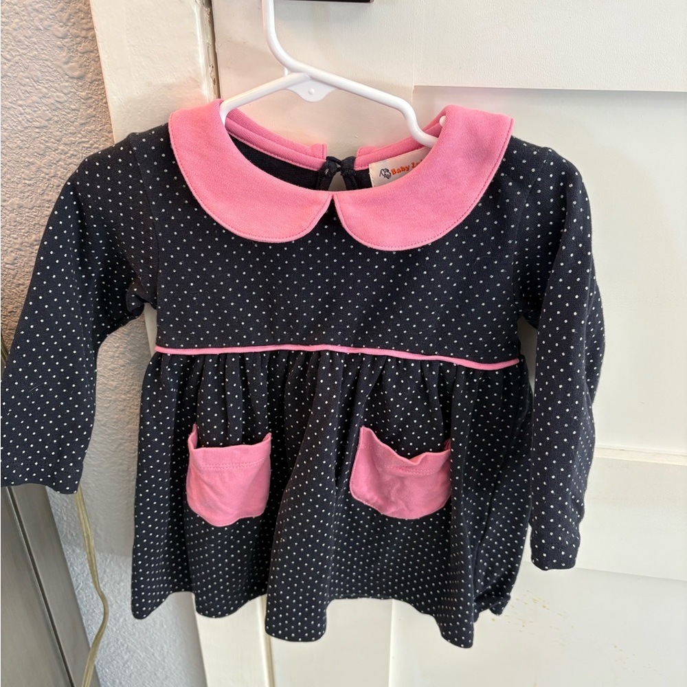 Polka Dot Kids Casual Dress - Pink and Black